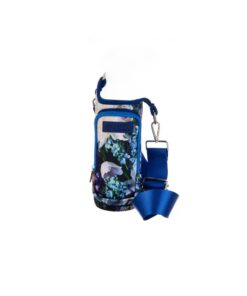 Lily Rose Collection - Neoprene Water Bottle Bag With Cellphone Holder - Stability Blue Flowers