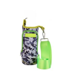 Lily Rose Collection - Neoprene Water Bottle Bag With Cellphone Holder - Survival Camo Grey and Yellow/Green