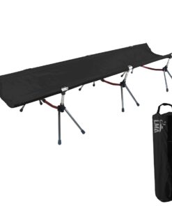 LMA 190x65cm Lightweight Portable Camping Cot Stretcher Bed - Metal Frame - Black