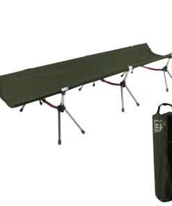 LMA 190x65cm Lightweight Portable Camping Cot Stretcher Bed - Metal Frame - Green