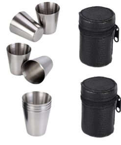 LMA 30ml Set of 8 S. Steel Camping Tumbler Set & Carry Pouches FX-8886-C
