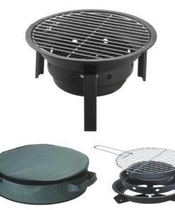 LMA 31cm Portable Round Braai Grill with Braai Grids & Tong Set FX-9202