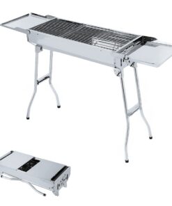 LMA 70x30x75cm Stainless Steel Folding Braai Stand with Seasoning Wings