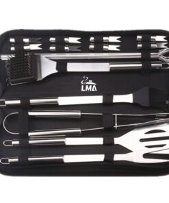 LMA Stainless Steel 20 Piece Braai Utensil Set in Carry & Basting Brushes
