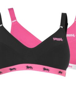 Lonsdale Ladies Sports Bra - Black & Bright Rose - 2 Pack (Parallel Import) - 34B
