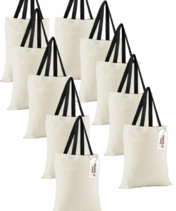 Love & Sparkles 100% Cotton black handle High-Quality Tote Bags 10 pack