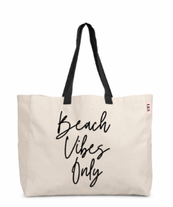 Love & Sparkles 100% Eco Beach Bag Black Handle Beach Vibes Only Slogan
