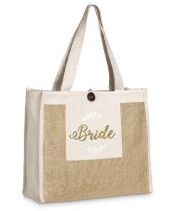Love & Sparkles Bride Eco Jue & Cotton Shopper Tote Bag - Gold