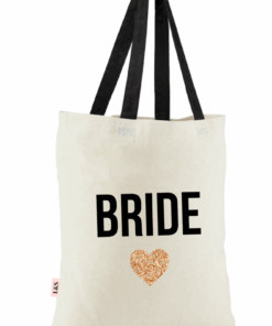 Love & Sparkles Bride Wedding tote bag gift with Gold glitter