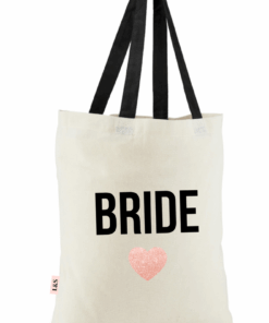 Love & Sparkles Bride Wedding tote bag gift with Rose Gold glitter