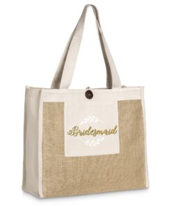 Love & Sparkles Bridesmaid Cotton & Jute tote bag - Gold