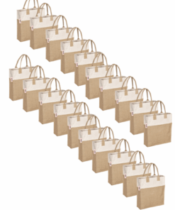 Love & Sparkles Cotton and Jute Shopper Tote Plain 20 Pack