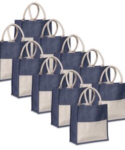 Love & Sparkles Cotton & Jute 10 pack eco shopper structured totes blue