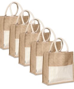 Love & Sparkles Cotton & Jute 5 pack eco shopper structured totes