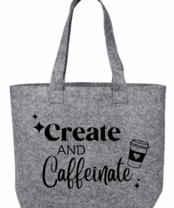 Love & Sparkles Create & Caffeinate Felt Large Shopper fashion tote bag