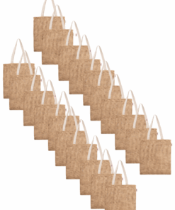 Love & Sparkles Jute Shopper Tote With Cotton Handles 20 Pack