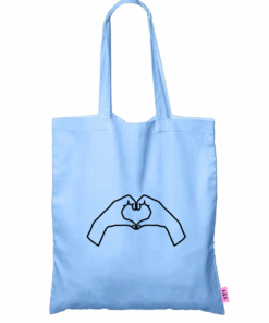 Love & Sparkles Premium Colour Cotton Twill Tote Bag with Heart Hand Design - Blue