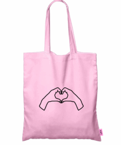 Love & Sparkles Premium Colour Cotton Twill Tote Bag with Heart Hand Design - Pink