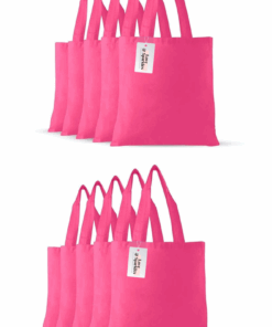 Love & Sparkles Premium Cotton Twill Unbranded Tote Shopper Bag 10 Pack - Cerise Pink