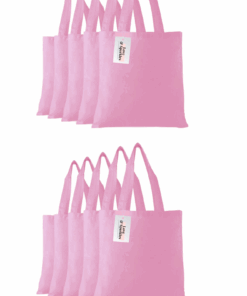 Love & Sparkles Premium Cotton Twill Unbranded Tote Shopper Bag 10 Pack - Pale Pink