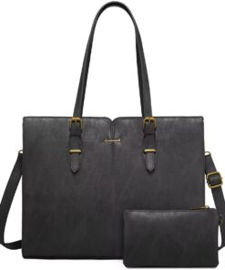 Lovevook Women's Water Resistant 17.3" Laptop Handbag with Mini Bag - Black