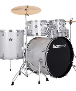 Ludwig 5pc Accent Fuse Drumset With Hardware & Cymbals - Silver Sparkle