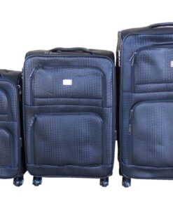 Luggage Bag Set of 3 PU Leather Travel Suitcases 28'24'22' inch - Brown - Black
