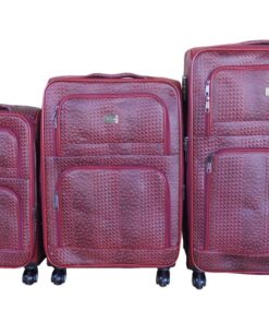 Luggage Bag Set of 3 PU Leather Travel Suitcases 28'24'22' inch - Brown - Maroon
