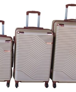 Luggage Set-Durable, Lightweight, Spinner Wheels, Telescoping Handle - 3-Piece - Gold