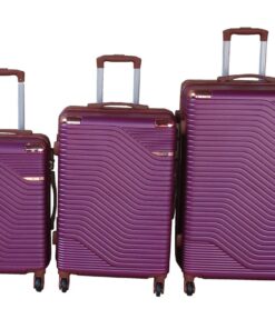 Luggage Set-Durable, Lightweight, Spinner Wheels, Telescoping Handle - 3-Piece - Purple