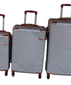 Luggage Set-Durable, Lightweight, Spinner Wheels, Telescoping Handle - 3-Piece - Silver