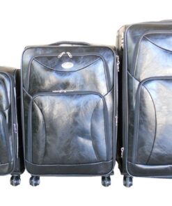 Luggage Set of 3 PU Leather Travel Suitcases 28'24'22' inch - Black