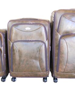 Luggage Set of 3 PU Leather Travel Suitcases 28'24'22' inch - Dark Brown