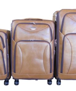 Luggage Set of 3 PU Leather Travel Suitcases 28'24'22' inch - Light Brown