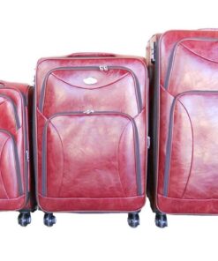 Luggage Set of 3 PU Leather Travel Suitcases 28'24'22' inch - Maroon