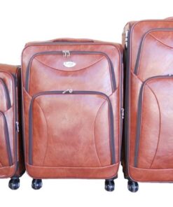Luggage Set of 3 PU Leather Travel Suitcases 28'24'22' inch - Orange Red