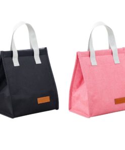 Lunch Bag: Great for Office, Travel, School - 2 Pack - Black/Pink