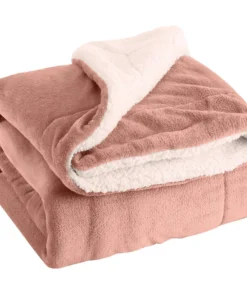 Luscious Living Reverse Sherpa Fleece Throw Blush Pink
