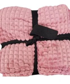 Luscious Living Ribbed Flannel Throw Blush Pink