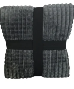 Luscious Living Ribbed Flannel Throw Dark Grey