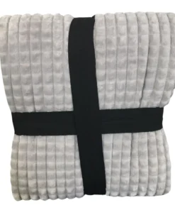 Luscious Living Ribbed Flannel Throw Light Grey