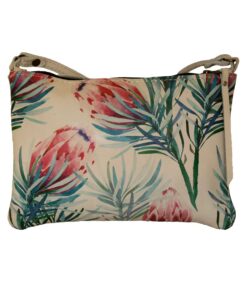 Luvsa 37-024A Full Grain Veg Tanned Leather Protea Print Sling Bag