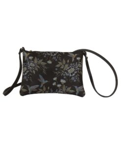 Luvsa 37-024C Full Grain Veg Tanned Leather Flower Print Sling Bag
