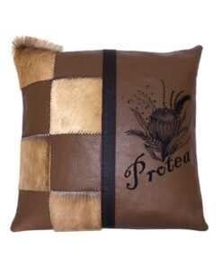 Luvsa LS-AFP103 Full Grain Leather with Check Springbok Hide Cushion Cover