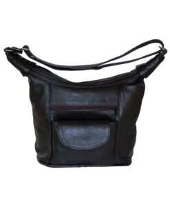 Luvsa LS-AR301 Full Grain Genuine Leather Tote Hand & Shoulder Bag - Black