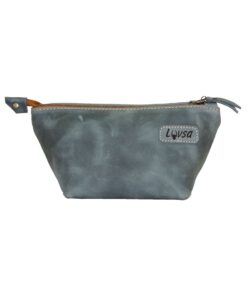 Luvsa LS-BS2202 Full Grain Genuine Leather Cosmetic Bag - Blue