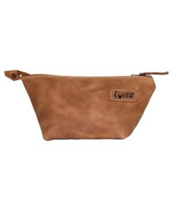 Luvsa LS-BS2202 Full Grain Genuine Leather Cosmetic Bag - Brown