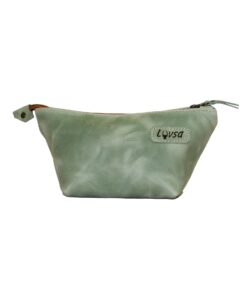 Luvsa LS-BS2202 Full Grain Genuine Leather Cosmetic Bag - Green