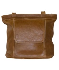 Luvsa LS-GB505 Genuine Leather Shoulder Bag with Front Flap Pocket -Brown