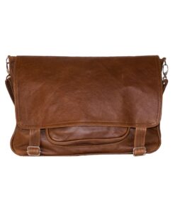 Luvsa LS-GB507 Genuine Leather Shoulder Bag with Flap Pocket- Brown